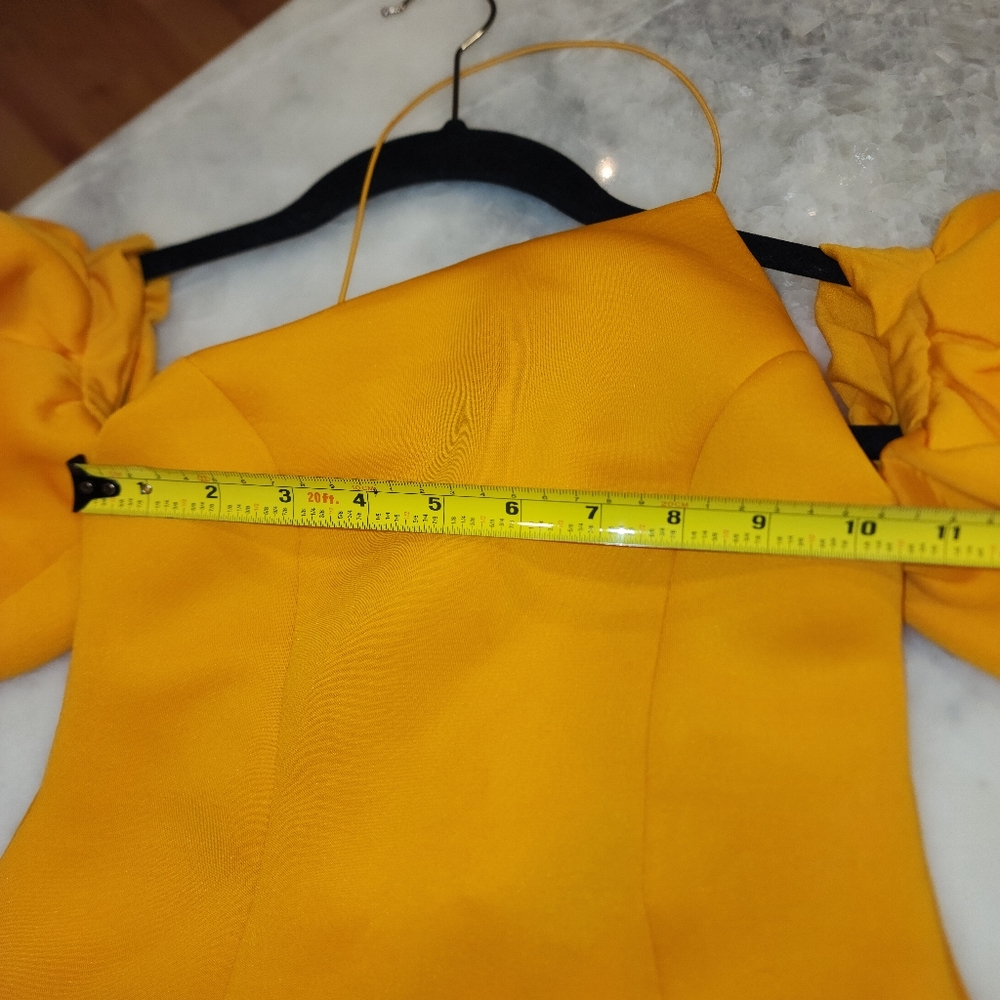 NWT ASOS Design Puff Sleeve Asymmetric midi dress, Size 4, Orange - Picture 5 of 7